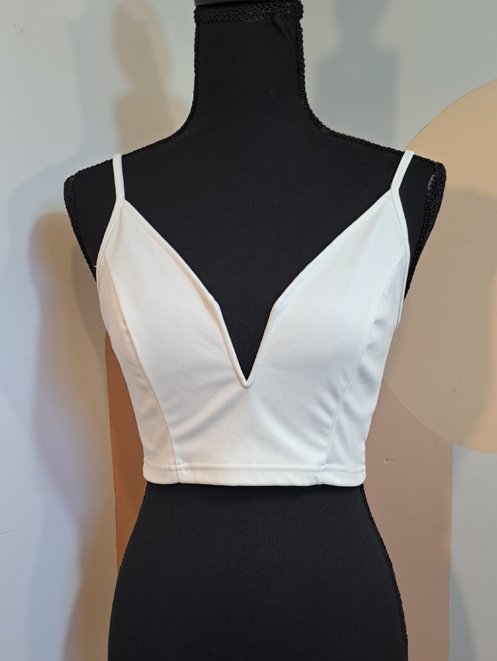 White V-Neck Cropped Spaghetti Strap Top